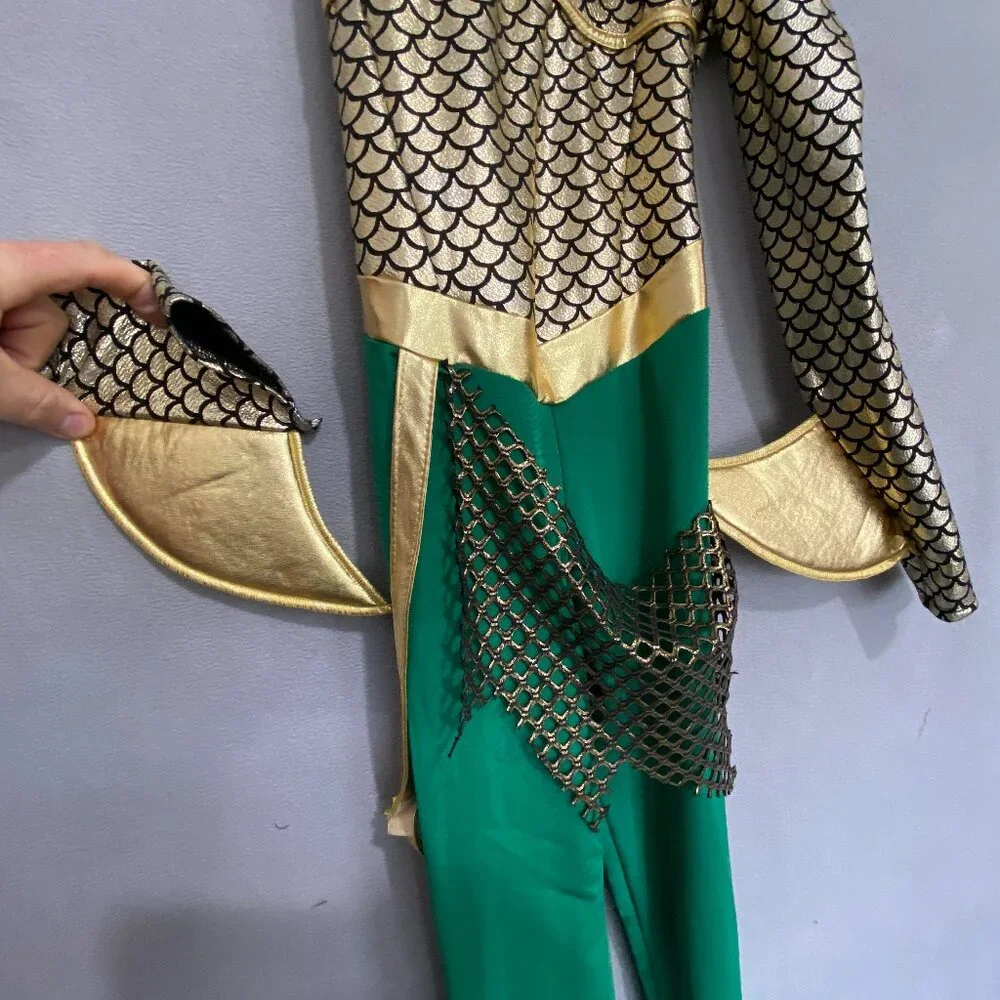 Aquaman Mera Atlantean Warrior Costume Cosplay Gold Armor Bodysuit Set - Picture 4 of 7